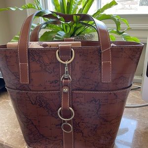Patricia Nash signature map leather tote Nwt